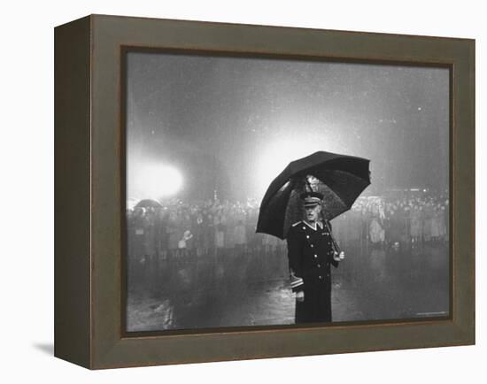 The Doorman Standing in the Rain Outside the Empire Theatre For the Royal Film Performance-Cornell Capa-Framed Premier Image Canvas