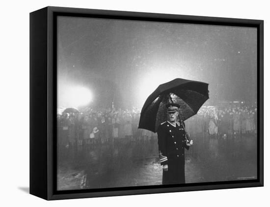 The Doorman Standing in the Rain Outside the Empire Theatre For the Royal Film Performance-Cornell Capa-Framed Premier Image Canvas