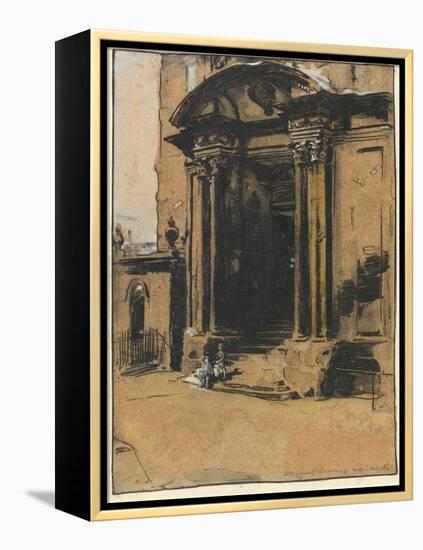 The Doorway of the Old Ashmolean Museum, Oxford (Pen & Ink, Black Chalk & Wash with White Heighteni-William Nicholson-Framed Premier Image Canvas