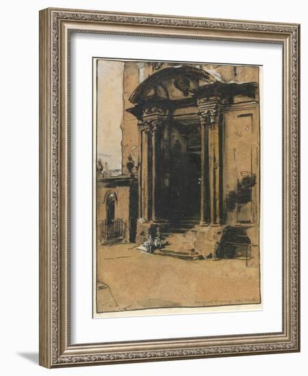 The Doorway of the Old Ashmolean Museum, Oxford (Pen & Ink, Black Chalk & Wash with White Heighteni-William Nicholson-Framed Giclee Print