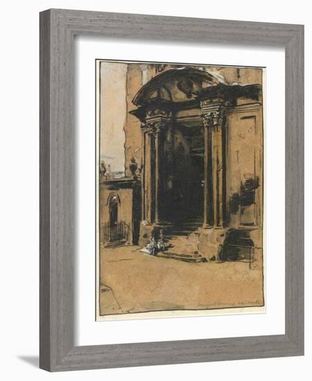 The Doorway of the Old Ashmolean Museum, Oxford (Pen & Ink, Black Chalk & Wash with White Heighteni-William Nicholson-Framed Giclee Print