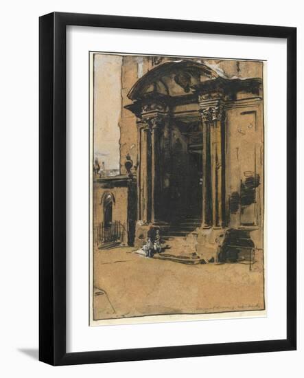 The Doorway of the Old Ashmolean Museum, Oxford (Pen & Ink, Black Chalk & Wash with White Heighteni-William Nicholson-Framed Giclee Print