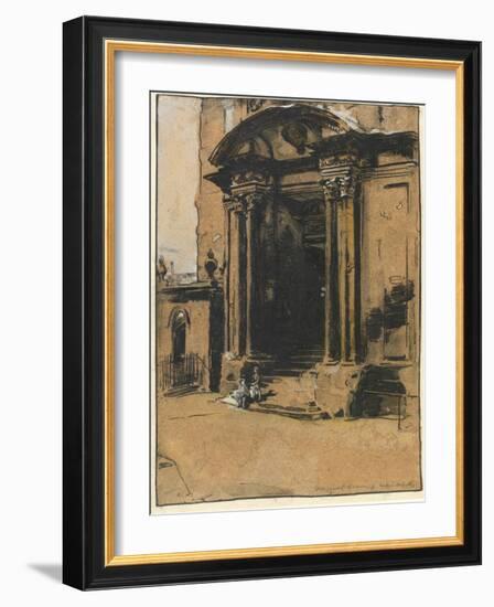 The Doorway of the Old Ashmolean Museum, Oxford (Pen & Ink, Black Chalk & Wash with White Heighteni-William Nicholson-Framed Giclee Print