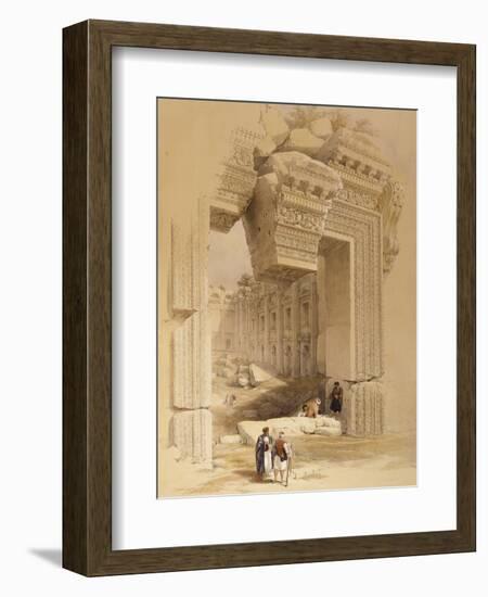 The Doorway of the Temple of Bacchus, Baalbec, 7th May 1839-David Roberts-Framed Giclee Print