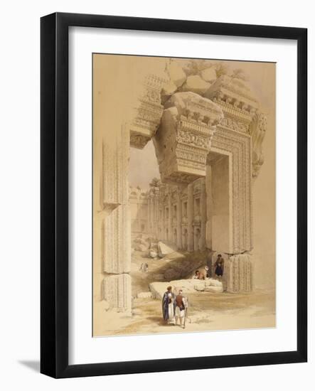 The Doorway of the Temple of Bacchus, Baalbec, 7th May 1839-David Roberts-Framed Giclee Print