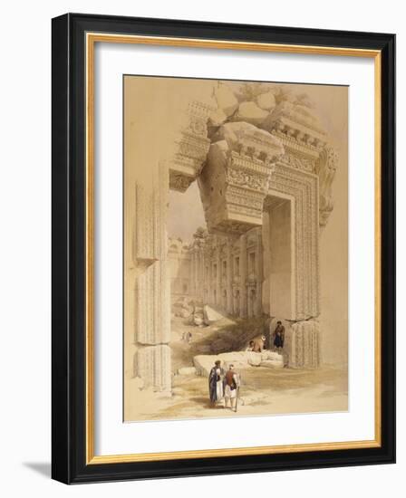 The Doorway of the Temple of Bacchus, Baalbec, 7th May 1839-David Roberts-Framed Giclee Print