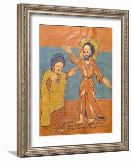 The Doubting of Saint Thomas, Miniature from a Liturgical Parchment Book, Coptic Manuscript-null-Framed Giclee Print