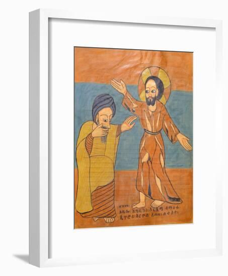 The Doubting of Saint Thomas, Miniature from a Liturgical Parchment Book, Coptic Manuscript-null-Framed Giclee Print