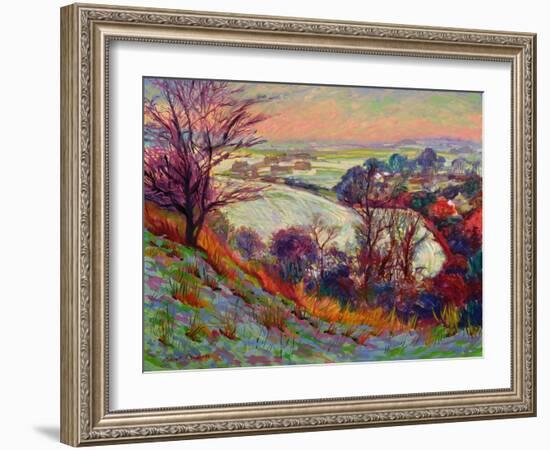 The Downs in Winter-Robert Tyndall-Framed Giclee Print