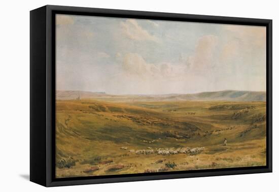 The Downs near Lewes (Seaford Cliff in the distance), c1887-Thomas Collier-Framed Premier Image Canvas