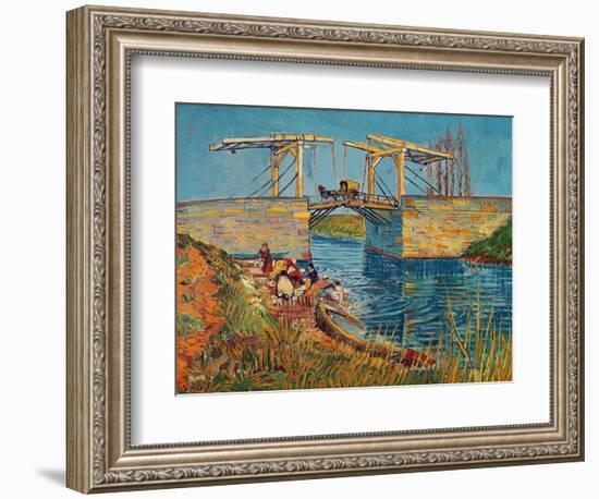 The Drawbridge at Arles with a Group of Washerwomen, c.1888-Vincent van Gogh-Framed Giclee Print