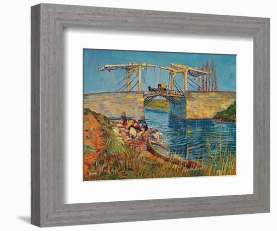 The Drawbridge at Arles with a Group of Washerwomen, c.1888-Vincent van Gogh-Framed Giclee Print