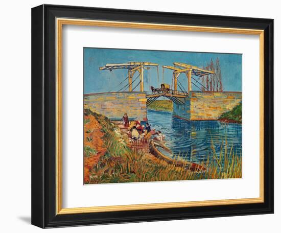 The Drawbridge at Arles with a Group of Washerwomen, c.1888-Vincent van Gogh-Framed Giclee Print