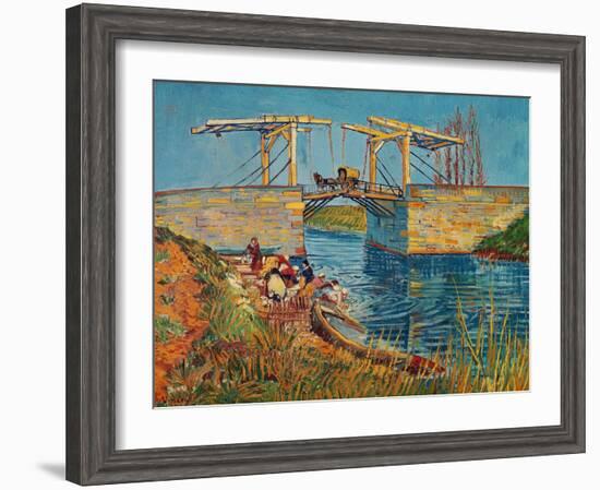 The Drawbridge at Arles with a Group of Washerwomen, c.1888-Vincent van Gogh-Framed Giclee Print