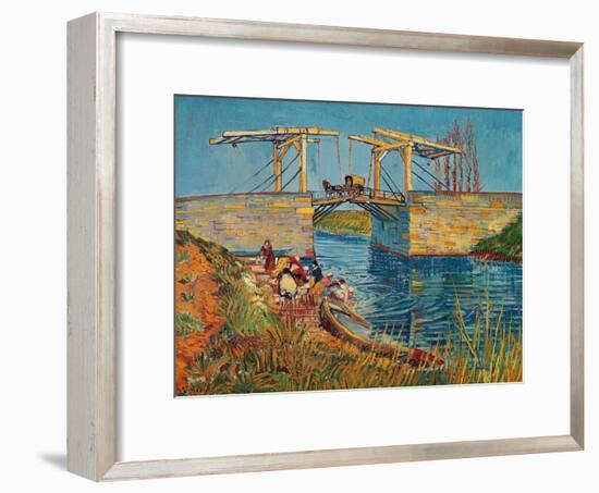 The Drawbridge at Arles with a Group of Washerwomen, c.1888-Vincent van Gogh-Framed Giclee Print