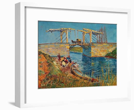 The Drawbridge at Arles with a Group of Washerwomen, c.1888-Vincent van Gogh-Framed Giclee Print