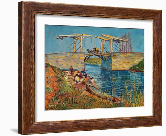 The Drawbridge at Arles with a Group of Washerwomen, c.1888-Vincent van Gogh-Framed Giclee Print