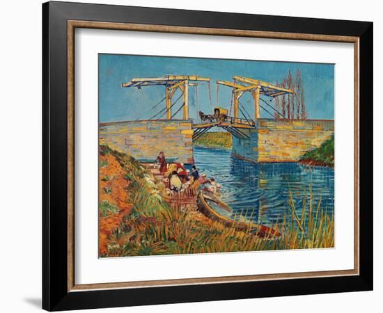 The Drawbridge at Arles with a Group of Washerwomen, c.1888-Vincent van Gogh-Framed Giclee Print