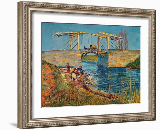 The Drawbridge at Arles with a Group of Washerwomen, c.1888-Vincent van Gogh-Framed Premium Giclee Print