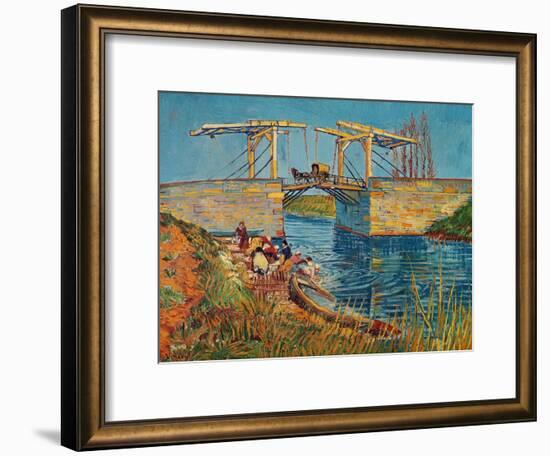 The Drawbridge at Arles with a Group of Washerwomen, c.1888-Vincent van Gogh-Framed Premium Giclee Print