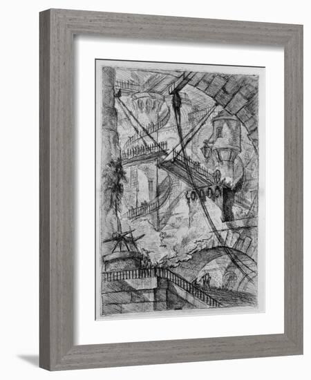 The Drawbridge, from the Series the Imaginary Prisons (Le Carceri D'Invenzion)-Giovanni Battista Piranesi-Framed Giclee Print