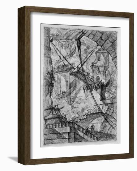The Drawbridge, from the Series the Imaginary Prisons (Le Carceri D'Invenzion)-Giovanni Battista Piranesi-Framed Giclee Print