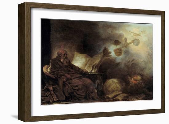 The Dream of Plutarch or Plutarch Making up the Life of Illustrious Men the Old Man is Represented-Jean-Honore Fragonard-Framed Giclee Print