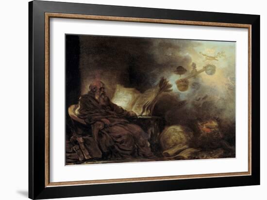 The Dream of Plutarch or Plutarch Making up the Life of Illustrious Men the Old Man is Represented-Jean-Honore Fragonard-Framed Giclee Print