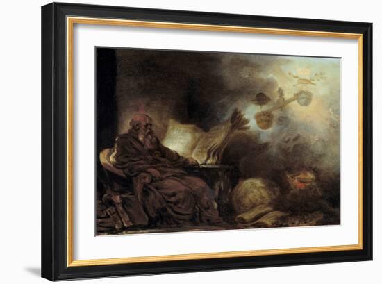 The Dream of Plutarch or Plutarch Making up the Life of Illustrious Men the Old Man is Represented-Jean-Honore Fragonard-Framed Giclee Print