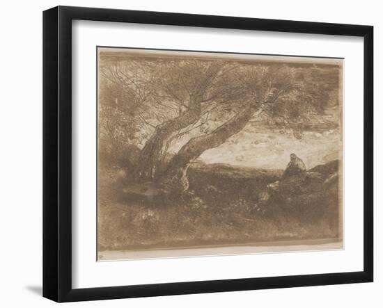 The Dreamer (Le Songeur), 1854 (Cliché-Verre)-Jean Baptiste Camille Corot-Framed Giclee Print