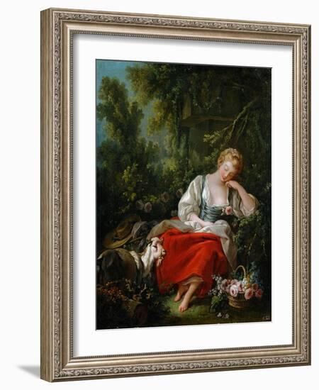 The Dreaming Shepherdess-Francois Boucher-Framed Giclee Print