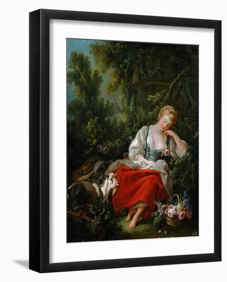 The Dreaming Shepherdess-Francois Boucher-Framed Giclee Print