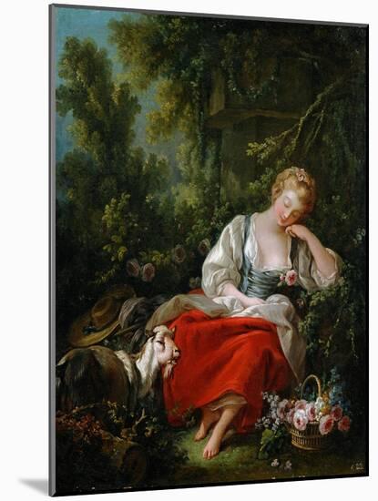 The Dreaming Shepherdess-Francois Boucher-Mounted Giclee Print