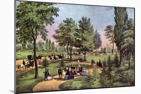 The Drive, Central Park, 1862-Currier & Ives-Mounted Giclee Print