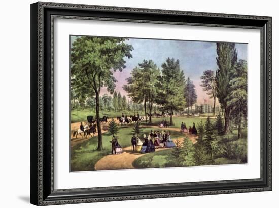 The Drive, Central Park, 1862-Currier & Ives-Framed Giclee Print