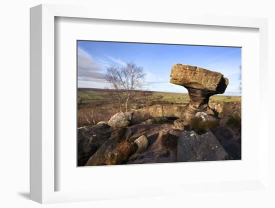 The Druids Writing Desk at Brimham Rocks, Nidderdale, North Yorkshire, England, UK-Mark Sunderland-Framed Photographic Print