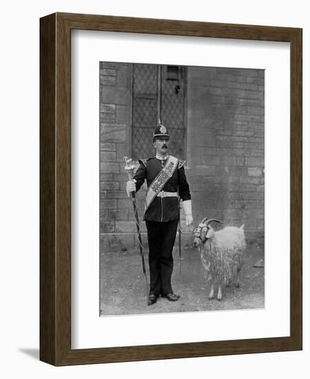 The Drum Major and Goat of the 1st Battalion the Welch Regiment, 1896-WM Crockett-Framed Giclee Print