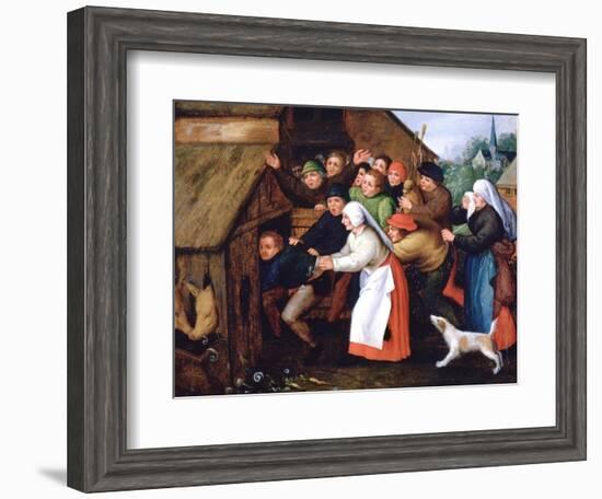 The Drunkard Pushed into the Pigsty, 1564-1638-Pieter Brueghel the Younger-Framed Giclee Print