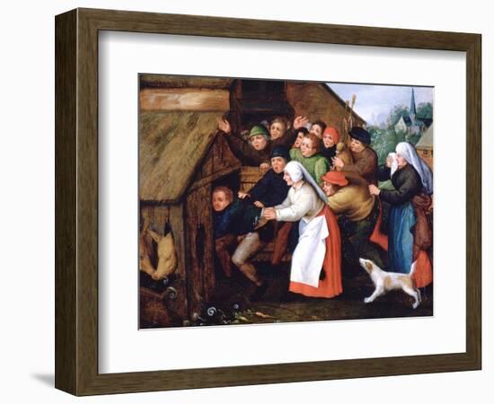 The Drunkard Pushed into the Pigsty, 1564-1638-Pieter Brueghel the Younger-Framed Giclee Print