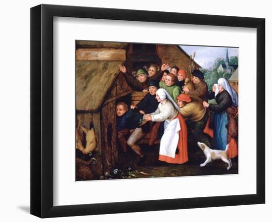 The Drunkard Pushed into the Pigsty, 1564-1638-Pieter Brueghel the Younger-Framed Giclee Print