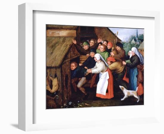 The Drunkard Pushed into the Pigsty, 1564-1638-Pieter Brueghel the Younger-Framed Giclee Print