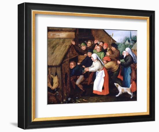 The Drunkard Pushed into the Pigsty, 1564-1638-Pieter Brueghel the Younger-Framed Giclee Print