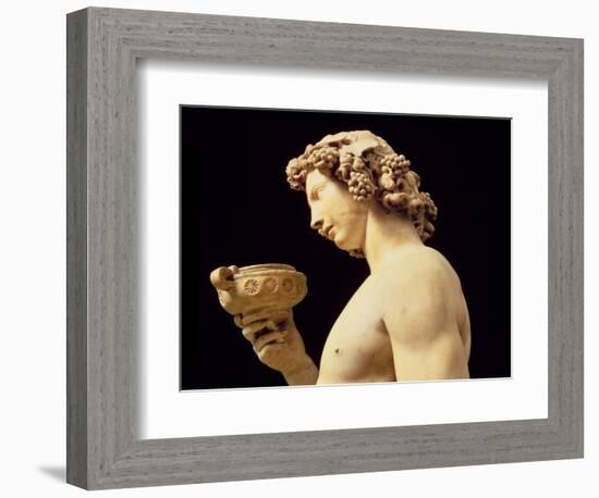 The Drunkenness of Bacchus, Detail of His Head, Sculpture by Michelangelo Buonarroti-Michelangelo Buonarroti-Framed Giclee Print