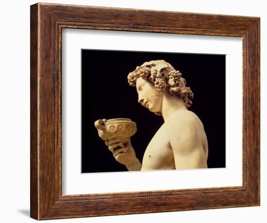 The Drunkenness of Bacchus, Detail of His Head, Sculpture by Michelangelo Buonarroti-Michelangelo Buonarroti-Framed Giclee Print