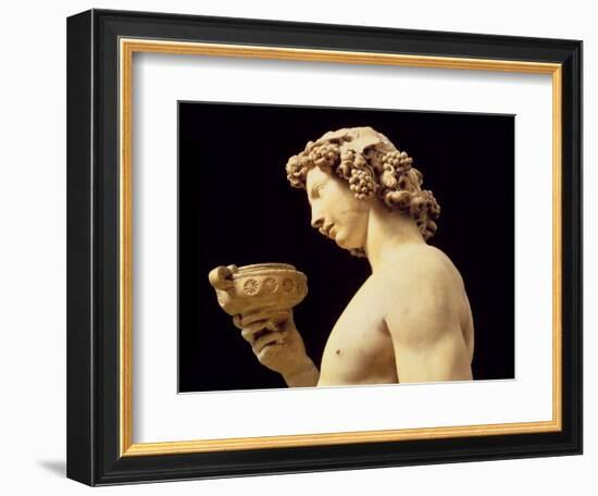 The Drunkenness of Bacchus, Detail of His Head, Sculpture by Michelangelo Buonarroti-Michelangelo Buonarroti-Framed Giclee Print
