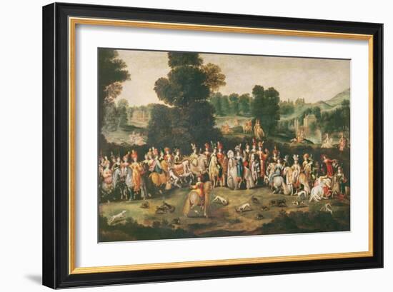 The Duchess of Lorraine Hunting-Claude Deruet-Framed Giclee Print