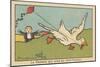 The Duck is Playing with a Kite,1936 (Illustration)-Benjamin Rabier-Mounted Giclee Print