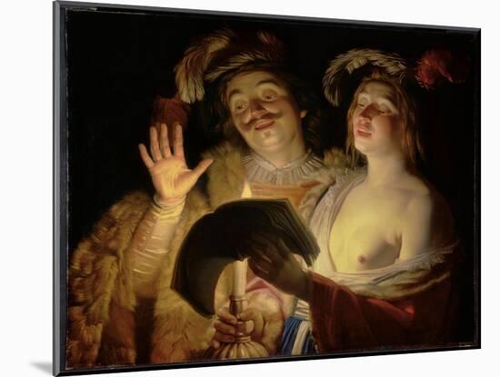 The Duet, 1624 (Oil on Canvas)-Gerrit van Honthorst-Mounted Giclee Print
