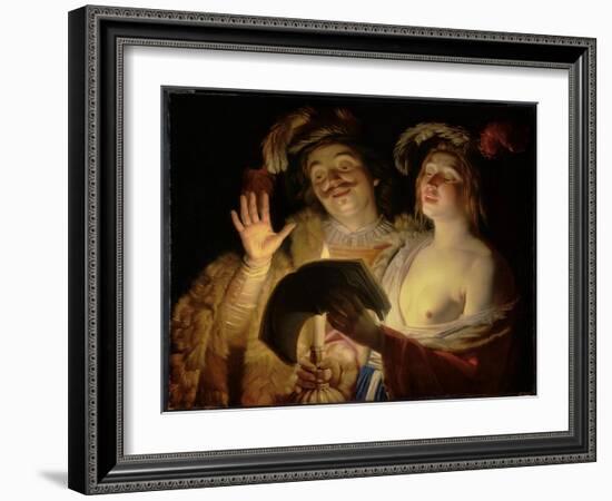 The Duet, 1624 (Oil on Canvas)-Gerrit van Honthorst-Framed Giclee Print