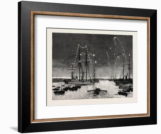 The Duke and Duchess of Connaught Leaving Colombo at Night, 1890-null-Framed Giclee Print